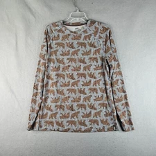 SAXX Quest Shirt Mens Medium Grizzly Bear Long Sleeve Crew Quick Dry Mesh Base