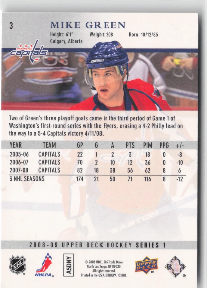 2008-09 Upper Deck #3 Mike Green - Image 2 of 2