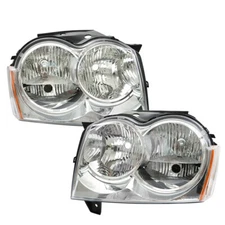 For 2005 2006 07 Jeep Grand Cherokee Left&Right Side Headlights Assembly Halogen