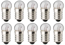 Box of 10 #4045 Bulbs, 12V, 3W, 0.25A, 12 Volts, 3 Watt, E10 screw base, G3.5
