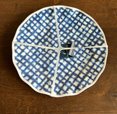 Nautica Home Set of Melamine Dinner Plates New Blue White