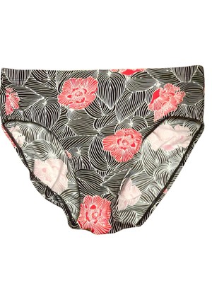 L.L. Bean Swim Bikini Bathing Bottoms Women Size 10 UPF 50 Black Red Floral NWT