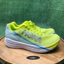 Hoka One One Mens Rocket X Carbon Plated Running Shoes Neon Yellow Size 10 US