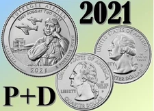 2021 P&D TUSKEGEE AIRMEN (ALABAMA) NATIONAL PARKS UNC QUARTER  - 2 coins Set