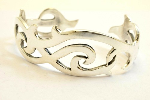Men's/Women's Wide 925 Sterling Silver Cuff Bangle Bracelet. 30 grams - Imagen 2 de 12