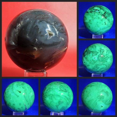 UV fluoreszierende Vulkan Achat Kristallkugel Quarzkristall Energie Heilung 1+ Pfund - Bild 2 von 21