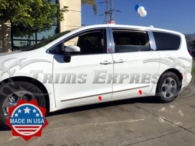 fit:2017-2024 Chrysler Pacifica 4Pc Stainless Body Side Molding Trim StickOn 1''