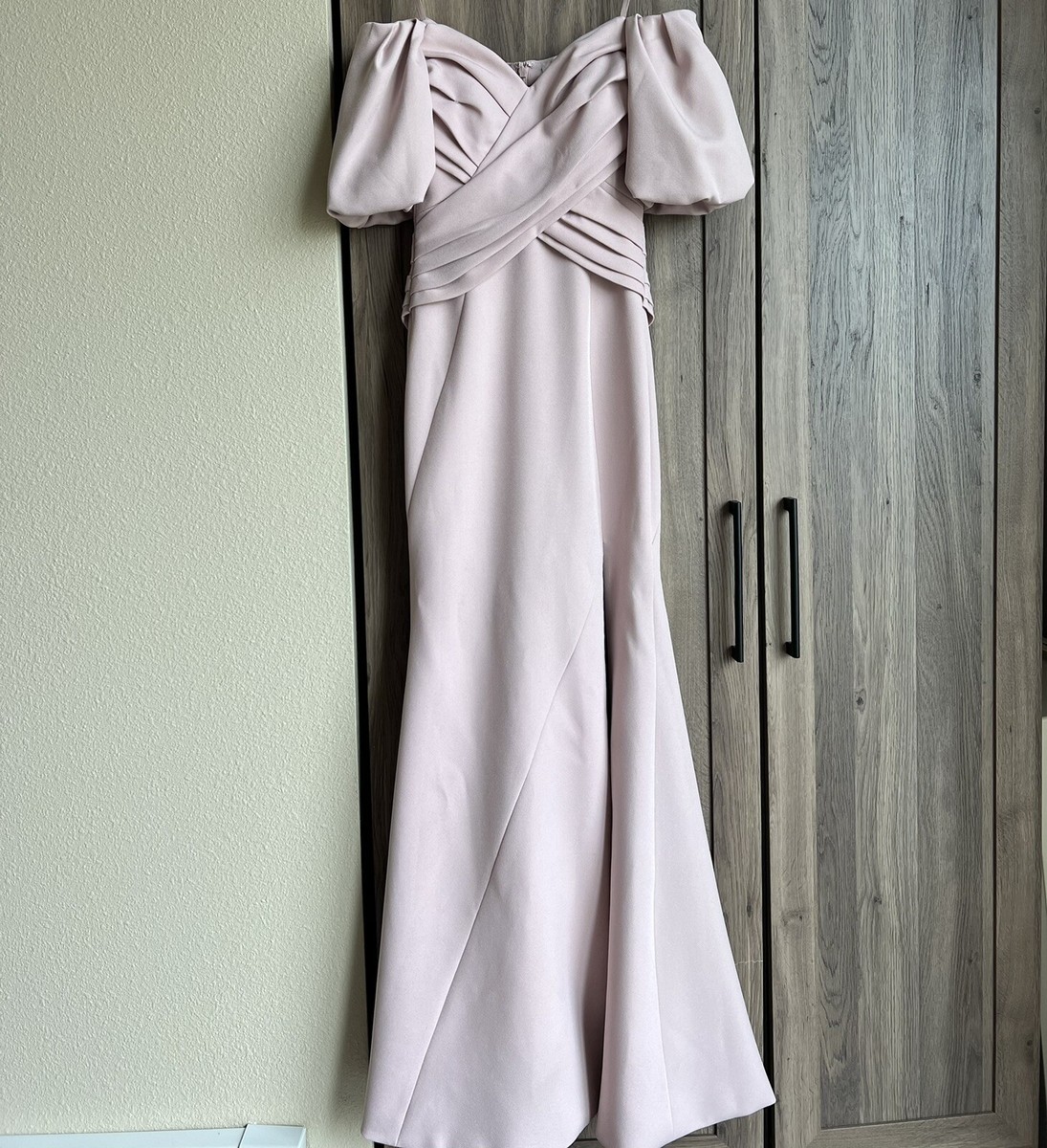 Rachel Gilbert Amalia Off The Shoulder Crepe Gown Pink Womens Size 2 | eBay
