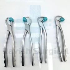 Dental Physic Extracting Forceps Set of 4 Stainless Steel Manual Extraction