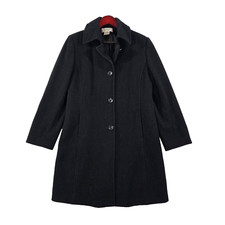 Jones Sport Womens Wool Blend Pea Coat Long Sleeve Button Front Black Size 12