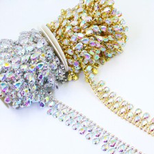 90cm Glänzend Kristall Strass Fransen Kette Rand DIY Nähen Dekor