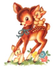 Vintage Image Shabby Nursery Retro Deer and Bunnies Waterslide Decals AN810