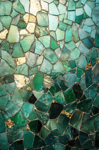 Impresión de pintura abstracta de mosaico verde esmeralda sobre lienzo enmarcado arte de pared geométrico - Imagen 3 de 17