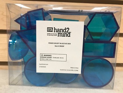 ETA hand2mind POWER SOLIDS In Acetate Box Blue Plastic Manipulatives 29035P New