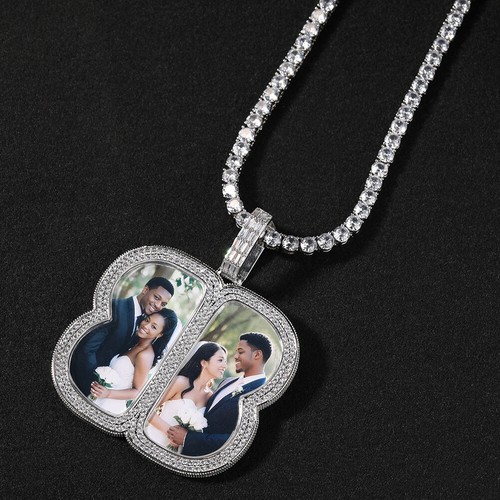 Collana Ciondolo Foto Personalizzata Personalità Geometria Cornice Medaglia Gioielli - Foto 10 di 15