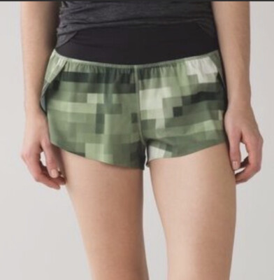 EUC Lululemon Split Second Speed Short II Size 8 Domo Pixel Desert Olive Black