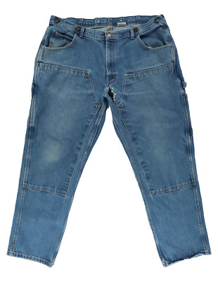 KEY US Men s 40 x 31 Blue Denim Double Knee Logger Dungaree Jeans DISTRESSED
