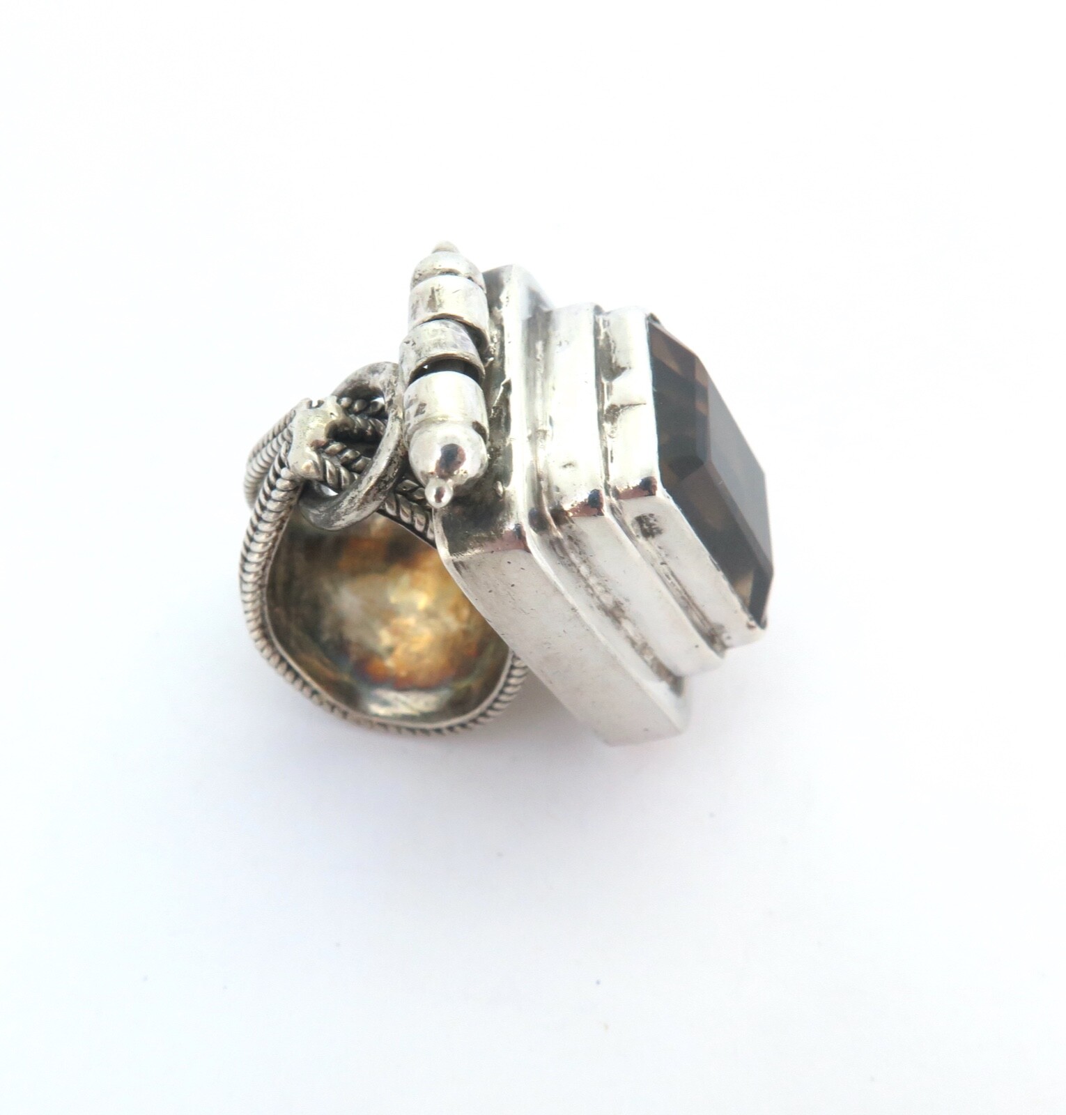 Stylish Sterling Silver  & Rectangular Smoky Quar… - image 8