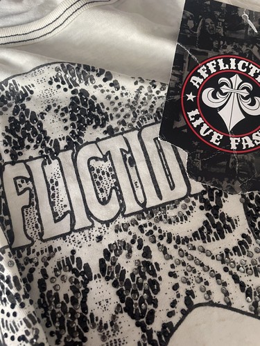 Affliction Woman’s Skull Diamonte Vest White Size XS Brand New 💀 - Picture 4 of 6