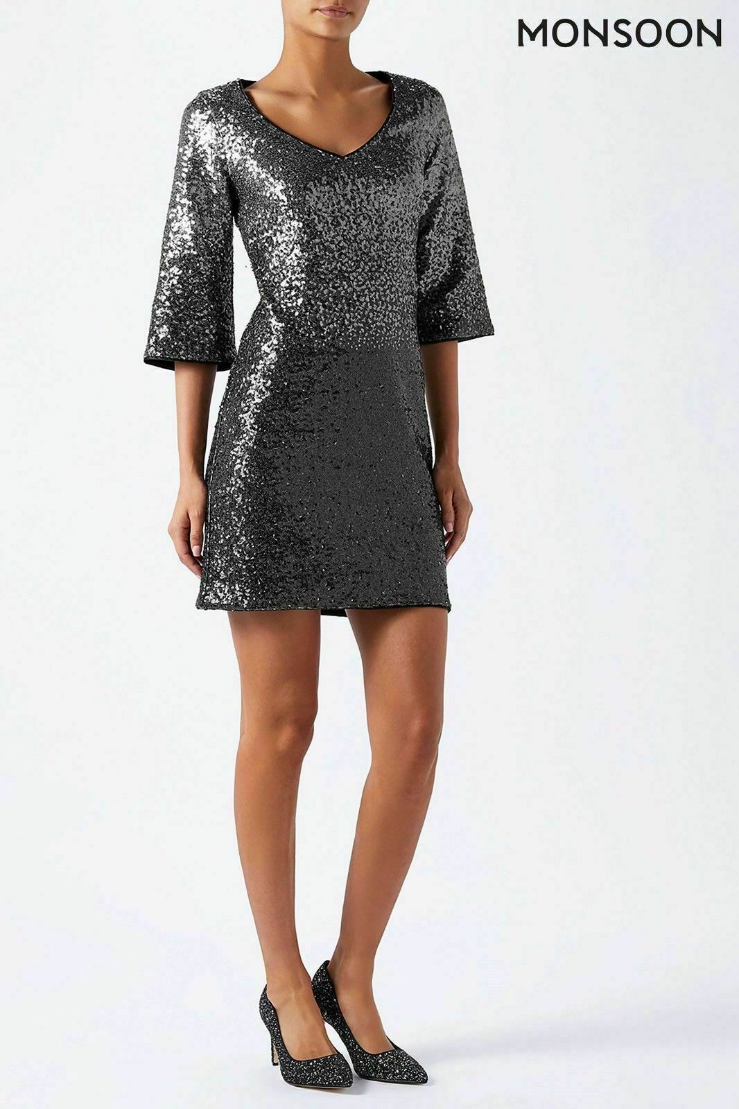 monsoon silver sequin dress