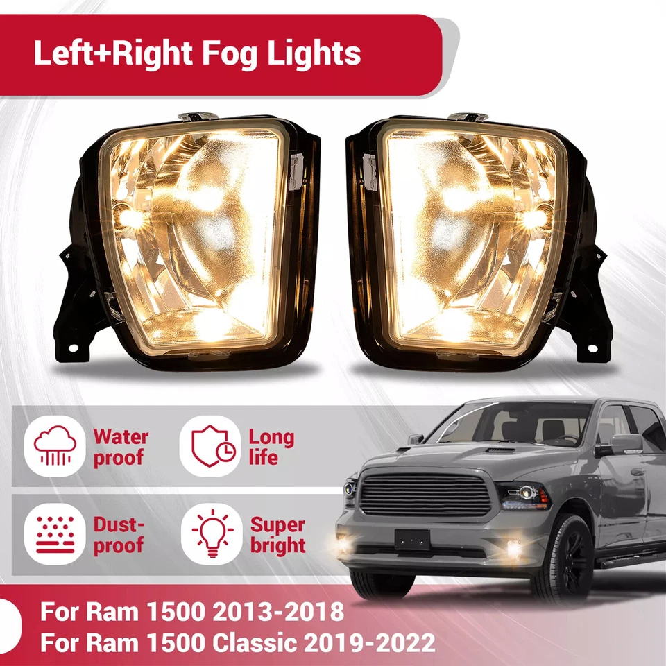 Faros antiniebla con juego de bombillas para Dodge Ram 1500 2013-2018 Ram 1500 Classic 19-22 Foto 2 de 4