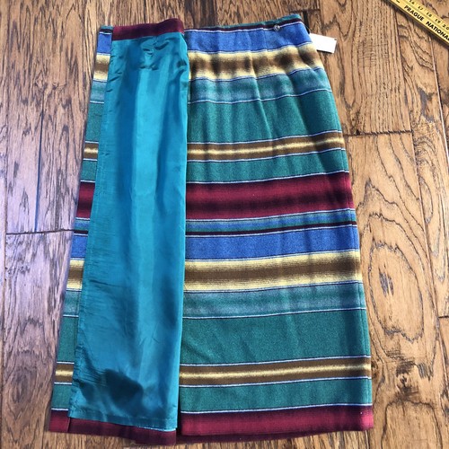 Vtg Breeches Size 10 Skirt Long Lined Wool Blend Green Blue Burgundy Stripe NWT - Picture 11 of 15