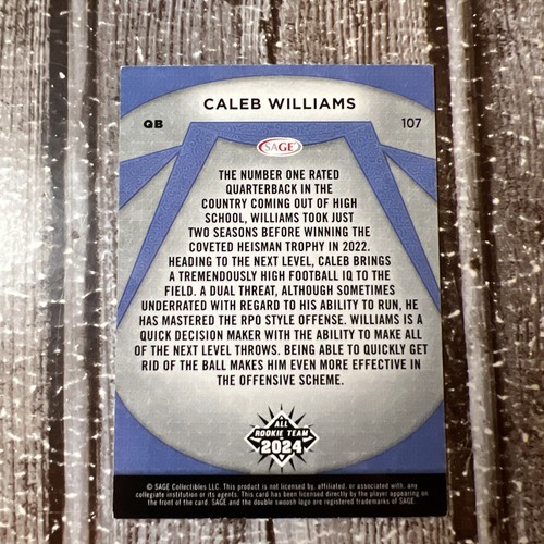 2024 Sage High Series Caleb Williams Black All Rookie Team #107- USC-Bears - Imagen 2 de 2