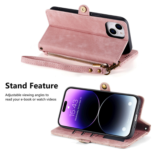 Funda tipo billetera de cuero con cremallera para iPhone 17 16 15 14 13 12 11 Pro Max 8/7 Plus - Imagen 64 de 97