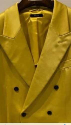 Tom Ford NWT Women's Yellow Double Breasted Blazer Jacket Collar I 36 US 0 - Picture 2 of 2