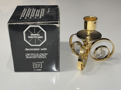 CRYSTAL TEMPTATIONS - 24K VERGOLDET KERZENHALTER m. SWAROVSKI KRISTALL NEU & OVP