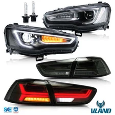 2Pairs LED Headlights+Tail Lights+D2H bulbs For Mitsubishi Lancer/EvoX 2008-2017