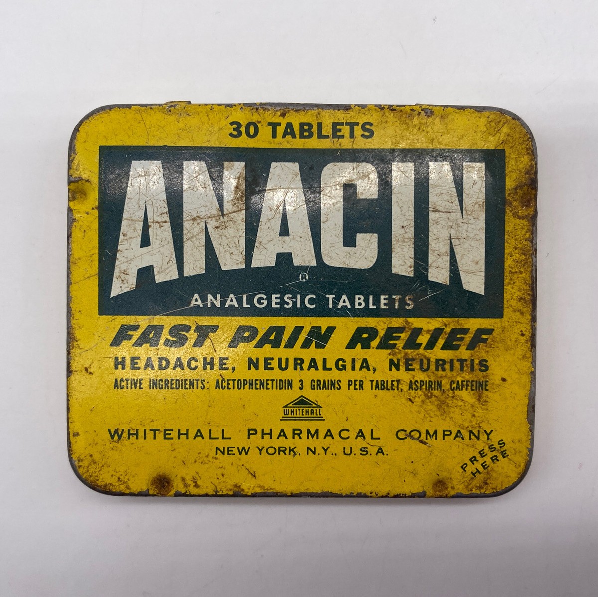 Vintage Anacin 30 Analgesic Tablets Medicine Tin Empty | eBay