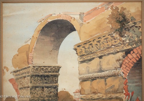 Hermosa pintura antigua del Arco de Galerio en Tesalónica, Grecia firmada - Imagen 3 de 10