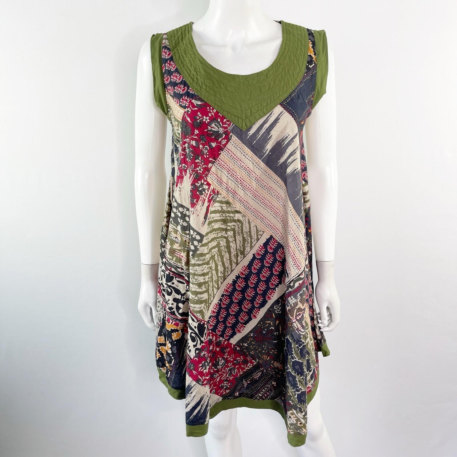 Sacred Threads Patchwork Sleeveless Tunic Dress S… - image 4