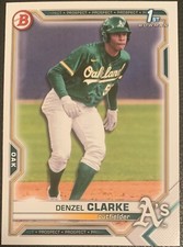 2021 BOWMAN DRAFT DENZEL CLARKE OAKLAND ATHLETICS PROSPECT #BD-128 1ST BOWMAN