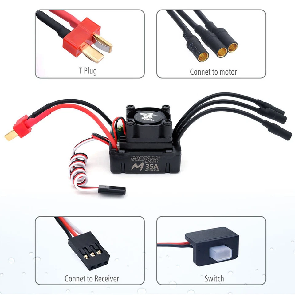 Surpass Hobby 35A 45A 60A Brushless ESC Drehzahlregler für 1/12 1/14 RC Auto - Bild 4 von 4