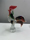 Murano Superb Rooster Vintage Glass Bubbles Rooster Cockrel Art Glass 9’’