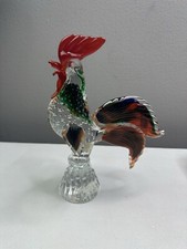 Murano Superb Rooster Vintage Glass Bubbles Rooster Cockrel Art Glass 9   