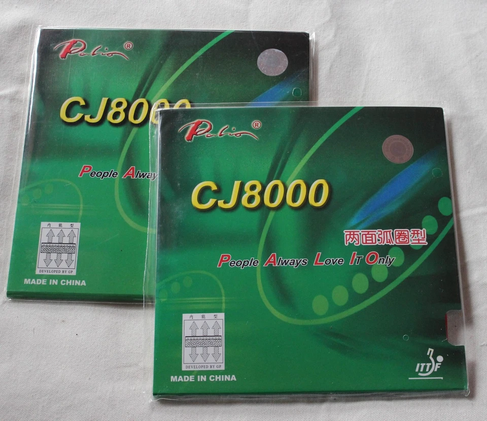 2x Palio CJ8000 TENSION 2-Side Loop Type Rubber/Sponge 36-38°, Pips-in, New, USD