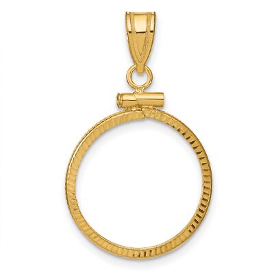 14k Yellow Gold D/C Faceted Screw Top US Dime Coin Bezel