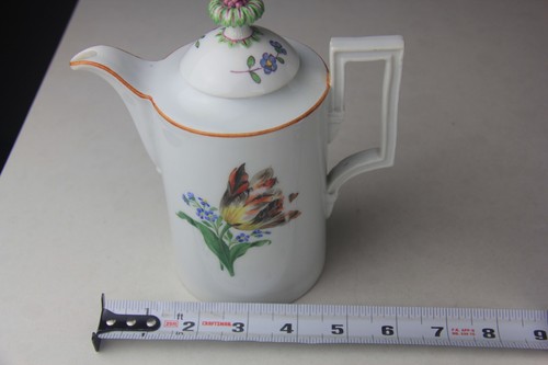 19th Century Meissen Double Sword Mark Porcelain Floral Tea/Coffee Pot - Picture 22 of 24
