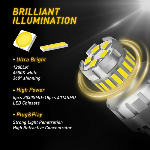 AUXITO 2X 7443 7440 23LED Back Up Reverse Light Bulbs 6500K Super White Canbus A - Foto 8 di 12