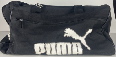 PUMA Black Sports Duffle Gym Bag Adjustable Shoulder Strap Black and White
