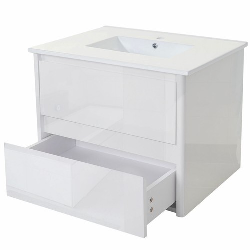 Waschbecken + Unterschrank MCW-B19, Badezimmer, hochglanz 50x80cm weiß - Foto 2 di 7