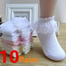 10 Pairs/lot Girls Kids Socks Lace Ruffle Princess Mesh Ankle Breathable Cotton
