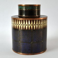 Emaillierte DOSE &bdquo;Bouclier&ldquo;, Fabienne Jouvin Paris, H&ouml;he 18,5 cm, 90er Jahre