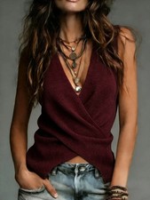 Women's Solid Color V-Neck Casual Daily Knit Vest