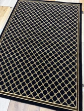 Karastan English Manor Coll. Coventry Trellis Black 5'7x7'11 100% Wool rug ::NEW