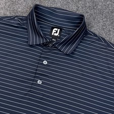Footjoy Golf Polo Shirt Mens Size XL Navy Blue Striped Moisture Wick Casual