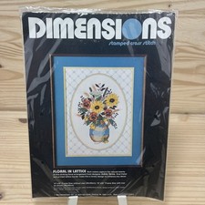 Dimensions Cross Stitch Kit Floral in Lattice 3062 Stamped 1986 USA New